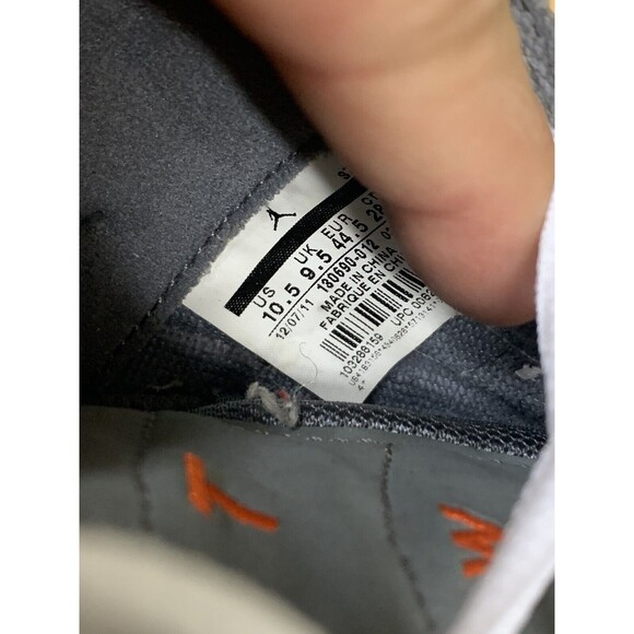 Nike Air Jordan 12 XII Retro Cool Grey Team Orange‎ 130690-012 Size 10.5 main image 5